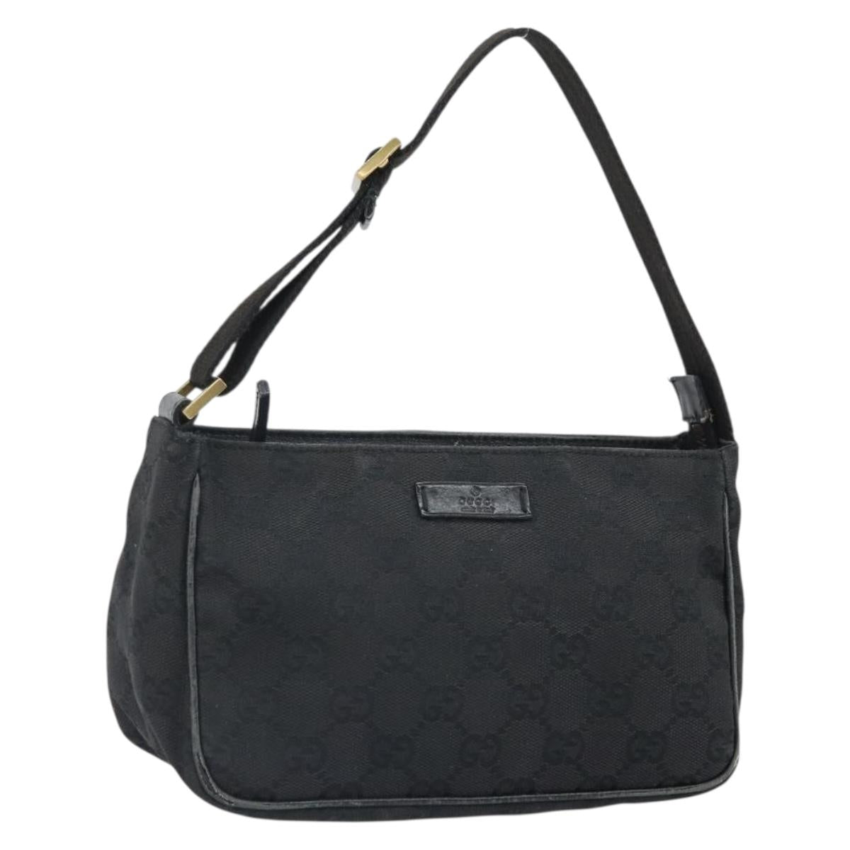 GUCCI GG Canvas Hand Bag Black 106644 Auth 166729