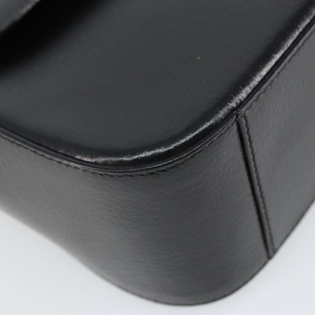 GUCCI Shoulder Bag Leather Black Silver Auth 166730