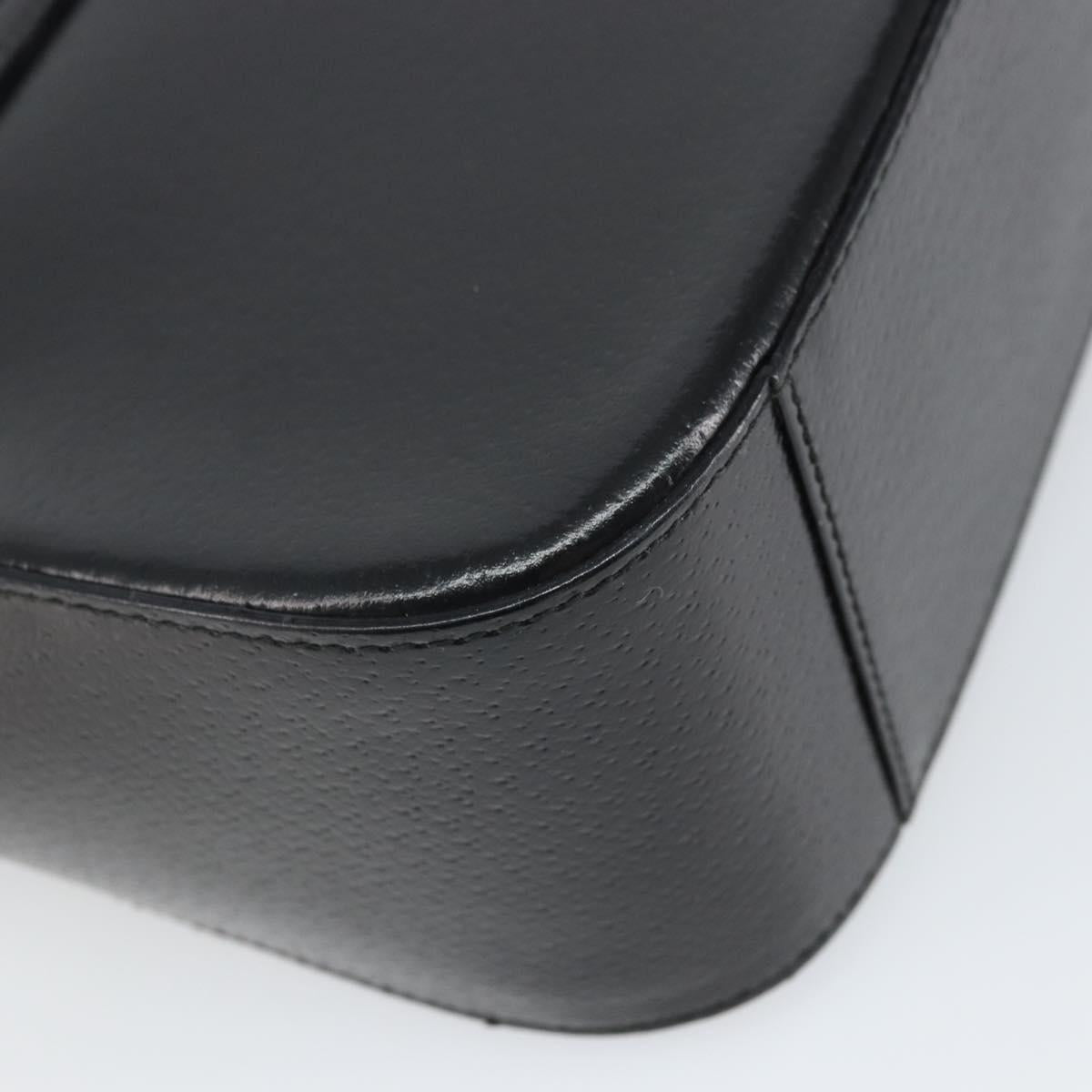 GUCCI Shoulder Bag Leather Black Silver Auth 166730