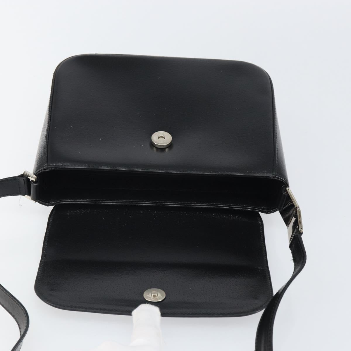 GUCCI Shoulder Bag Leather Black Silver Auth 166730