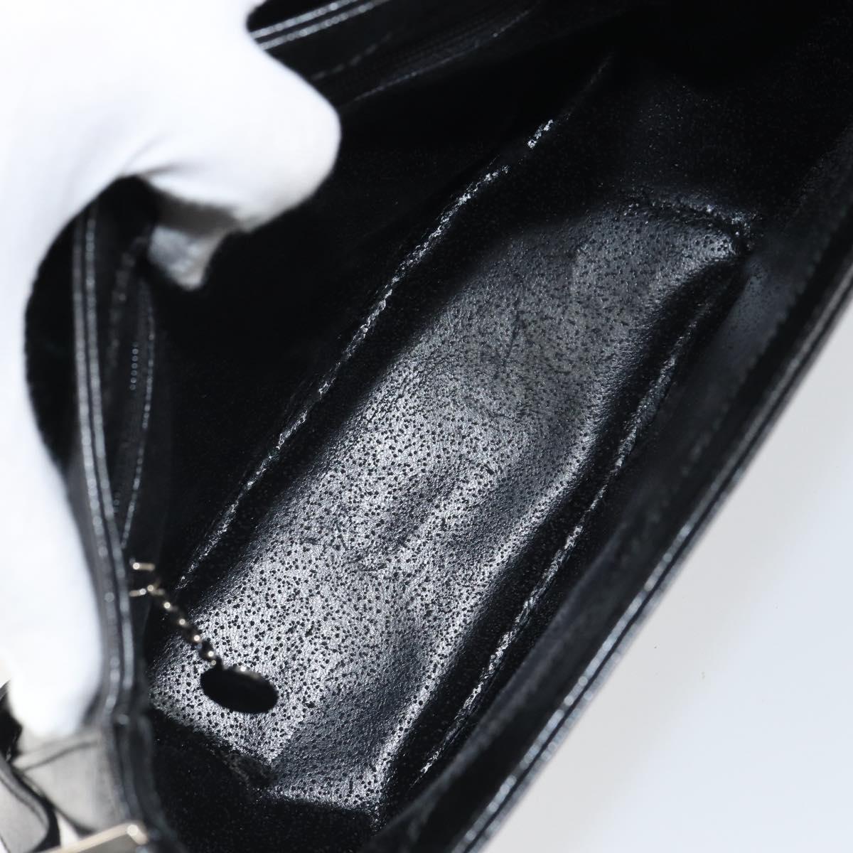GUCCI Shoulder Bag Leather Black Silver Auth 166730