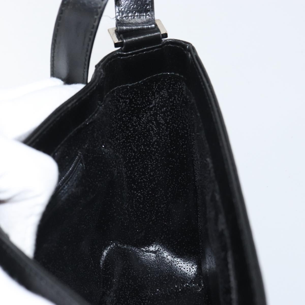 GUCCI Shoulder Bag Leather Black Silver Auth 166730