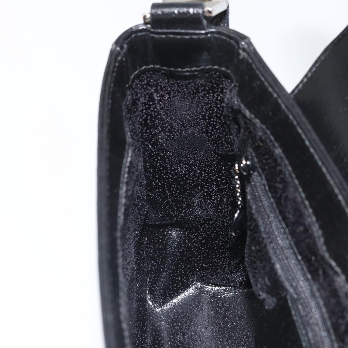 GUCCI Shoulder Bag Leather Black Silver Auth 166730