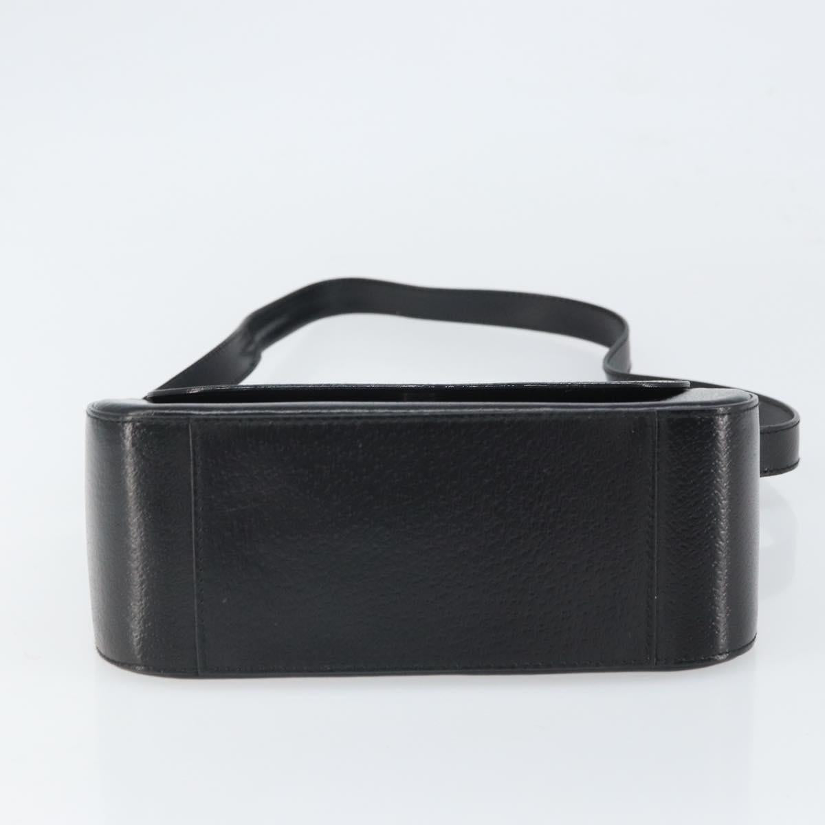 GUCCI Shoulder Bag Leather Black Silver Auth 166730