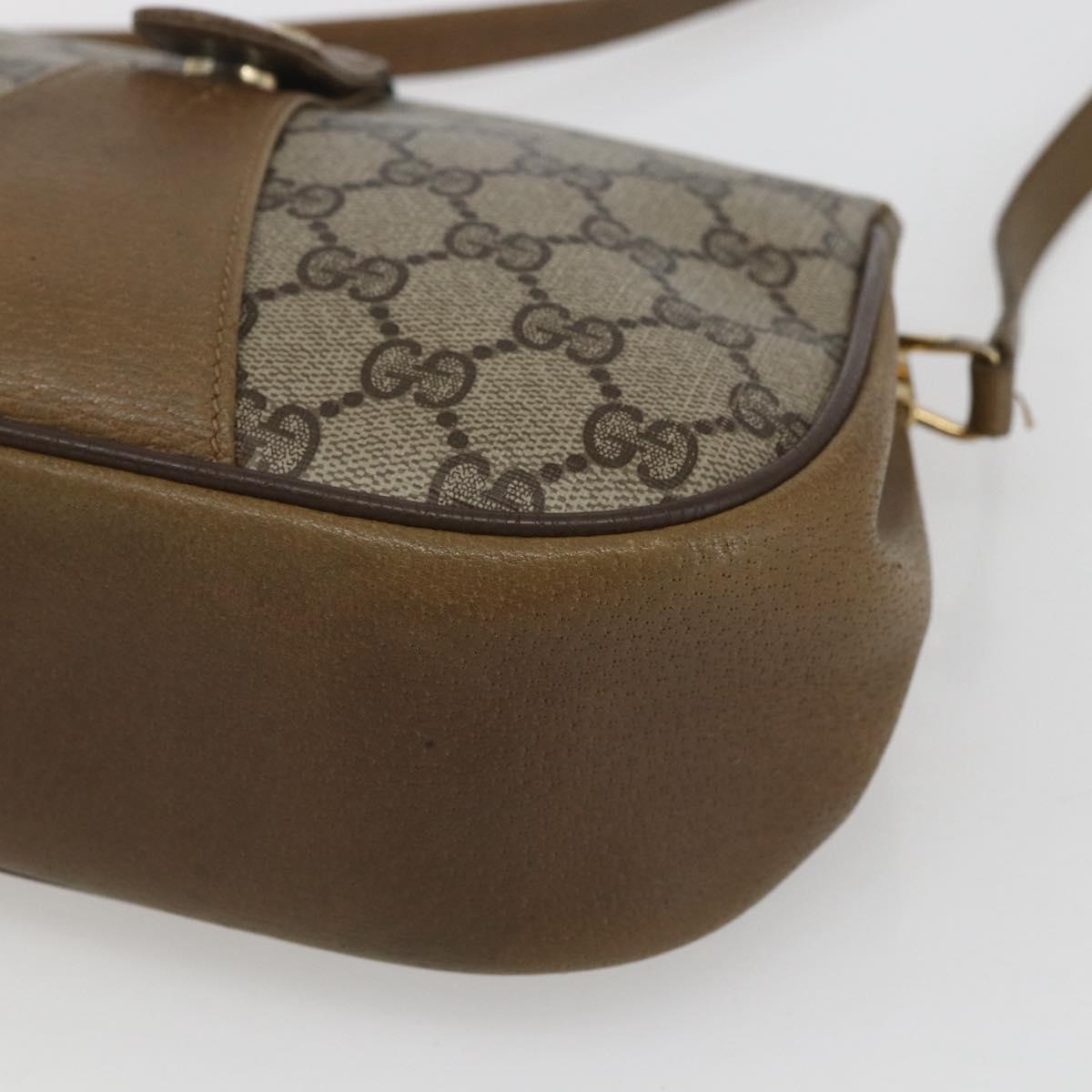 GUCCI GG Supreme Web Sherry Line Bag PVC Beige Gold 116 02 02 Auth 166731