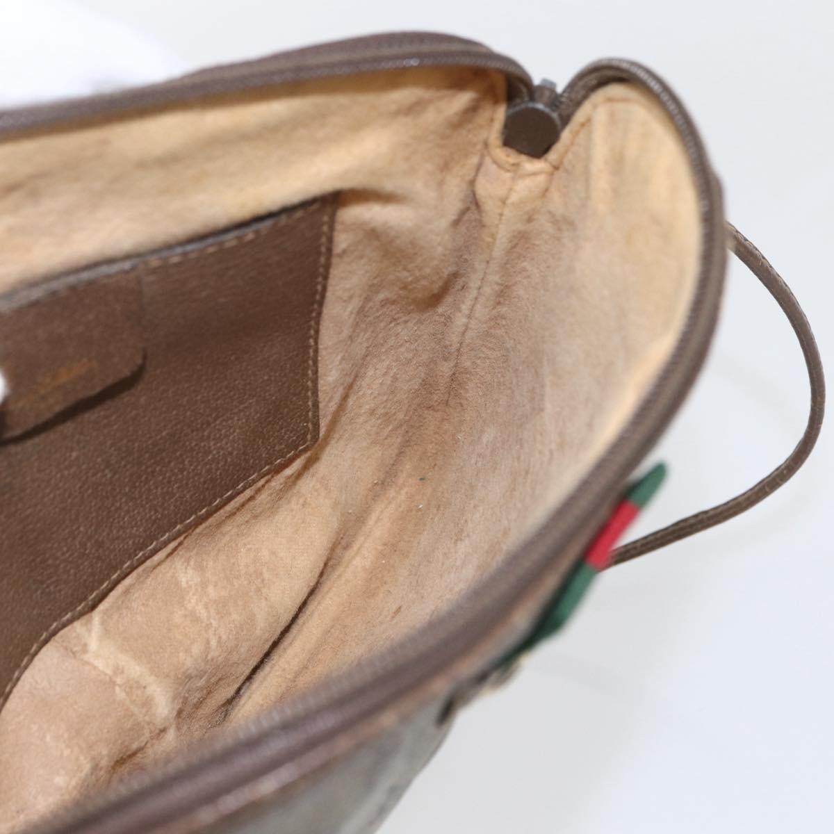 GUCCI GG Supreme Web Sherry Line Bag PVC Beige Gold 904 02 047 Auth 166732