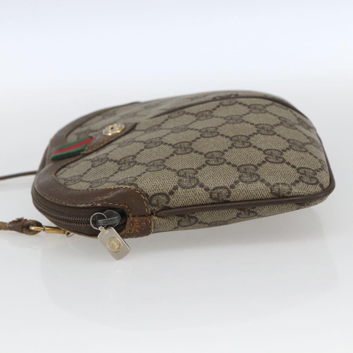 GUCCI GG Supreme Web Sherry Line Bag PVC Beige Gold 904 02 047 Auth 166732