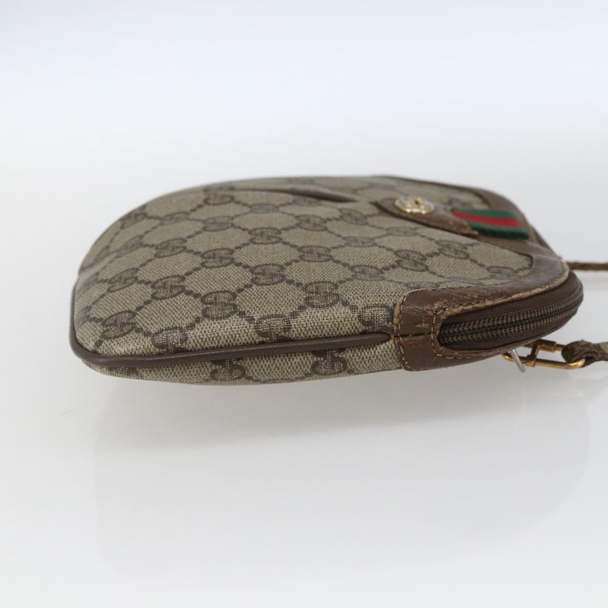GUCCI GG Supreme Web Sherry Line Bag PVC Beige Gold 904 02 047 Auth 166732
