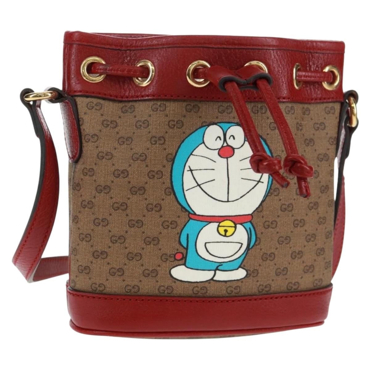 GUCCI Micro GG Supreme Doraemon collaboration Bag PVC Beige 647801 Auth 166733SAM