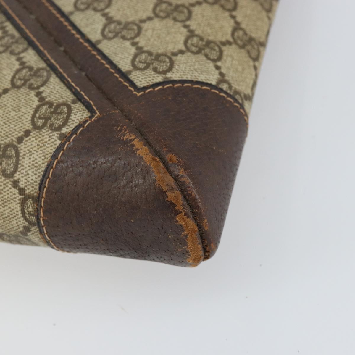 GUCCI GG Supreme Web Sherry Line Shoulder Bag PVC Beige Gold 201446 Auth 166734