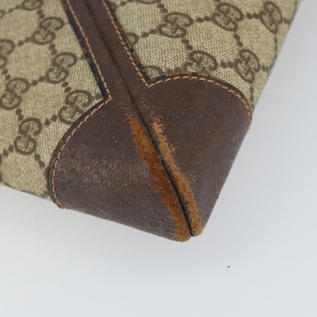 GUCCI GG Supreme Web Sherry Line Shoulder Bag PVC Beige Gold 201446 Auth 166734