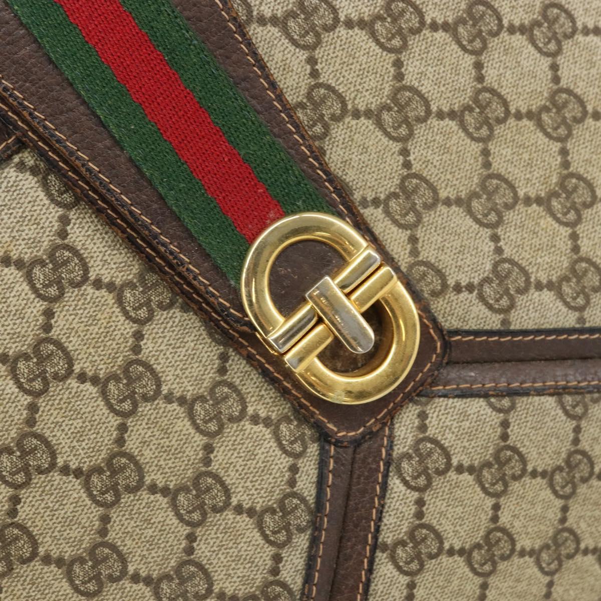 GUCCI GG Supreme Web Sherry Line Shoulder Bag PVC Beige Gold 201446 Auth 166734