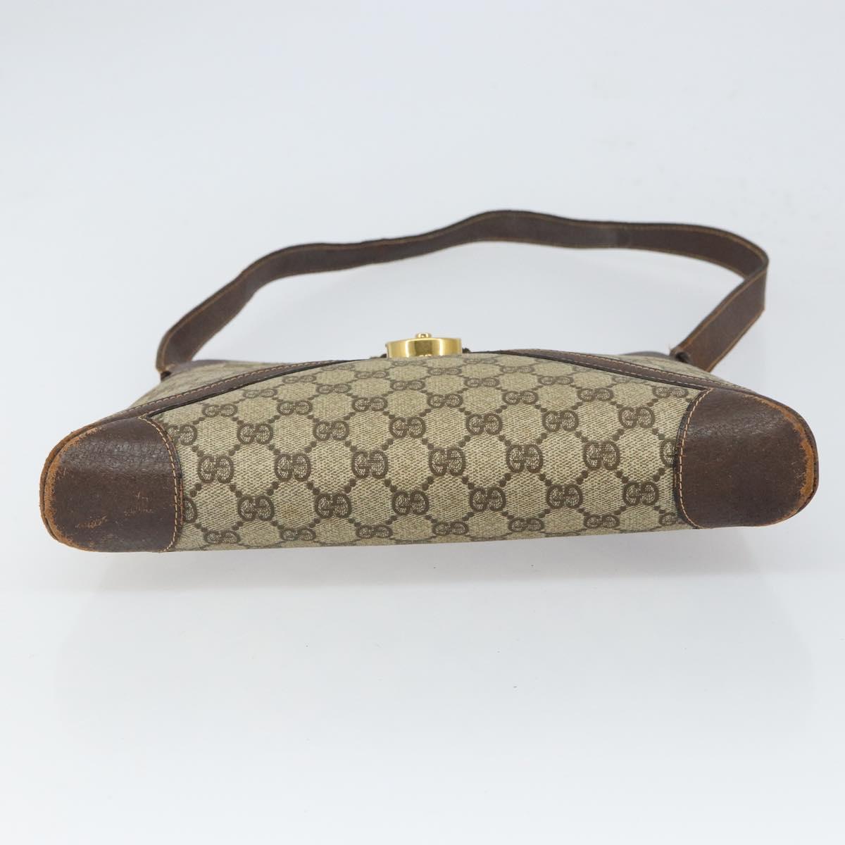 GUCCI GG Supreme Web Sherry Line Shoulder Bag PVC Beige Gold 201446 Auth 166734