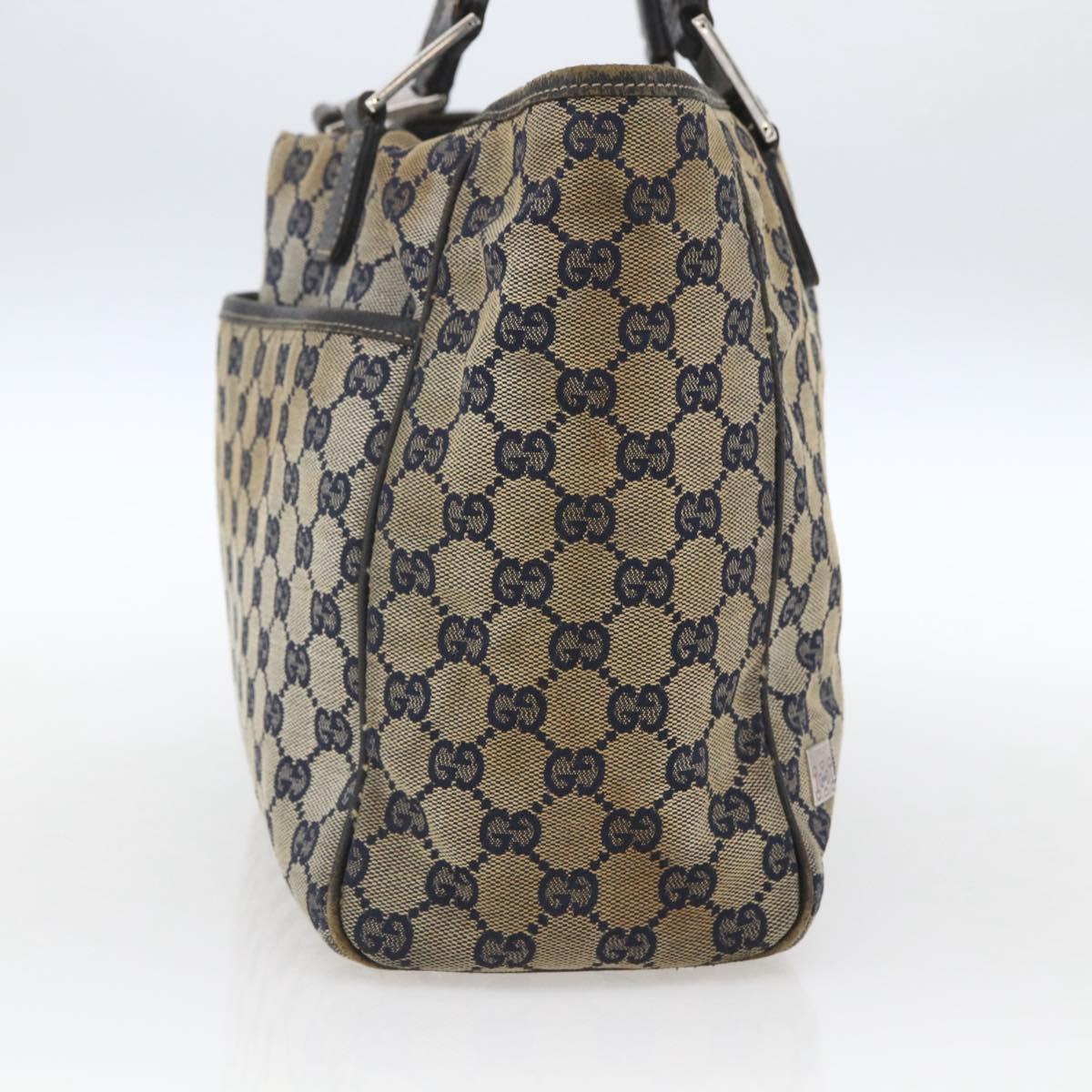 GUCCI GG Canvas Sherry Line Tote Bag Navy Red 145758 Auth 166735