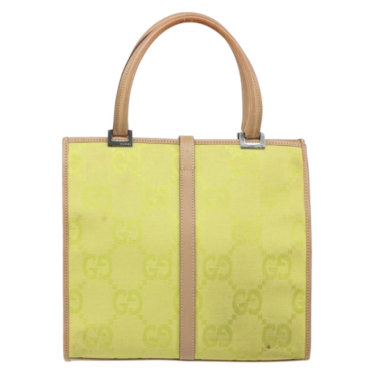 GUCCI Jackie GG Canvas Hand Bag Yellow Silver 002 1065 Auth 166737