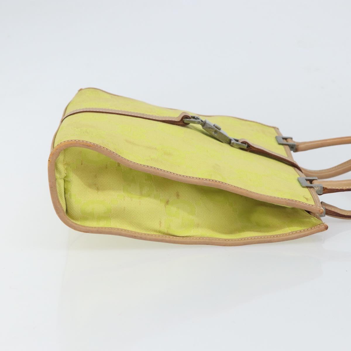 GUCCI Jackie GG Canvas Hand Bag Yellow Silver 002 1065 Auth 166737