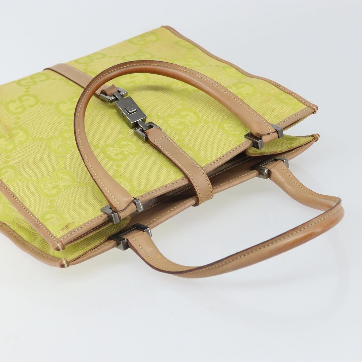 GUCCI Jackie GG Canvas Hand Bag Yellow Silver 002 1065 Auth 166737