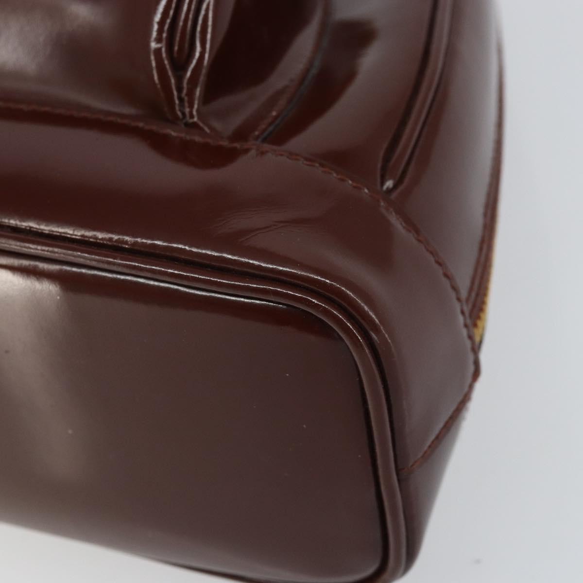 GUCCI Bamboo Backpack Patent leather Brown Gold 003 3444 0127 Auth 166740