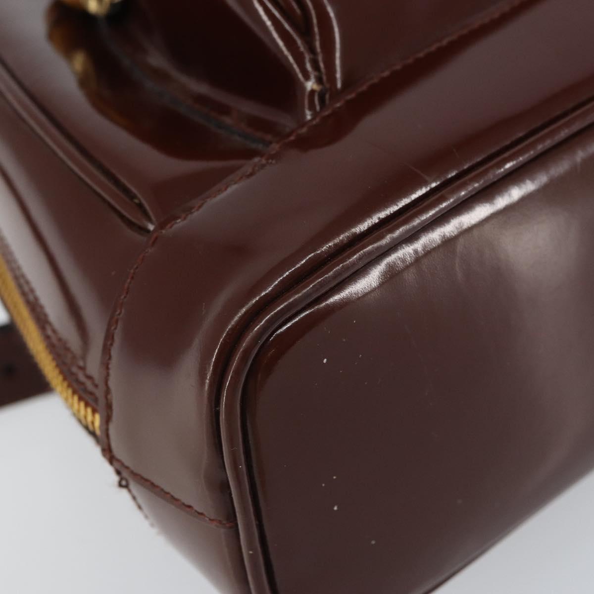 GUCCI Bamboo Backpack Patent leather Brown Gold 003 3444 0127 Auth 166740