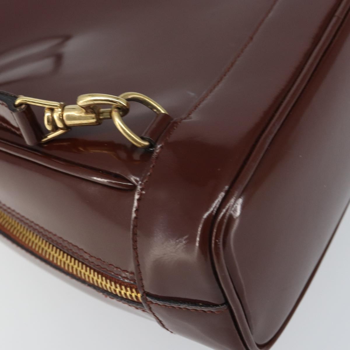 GUCCI Bamboo Backpack Patent leather Brown Gold 003 3444 0127 Auth 166740