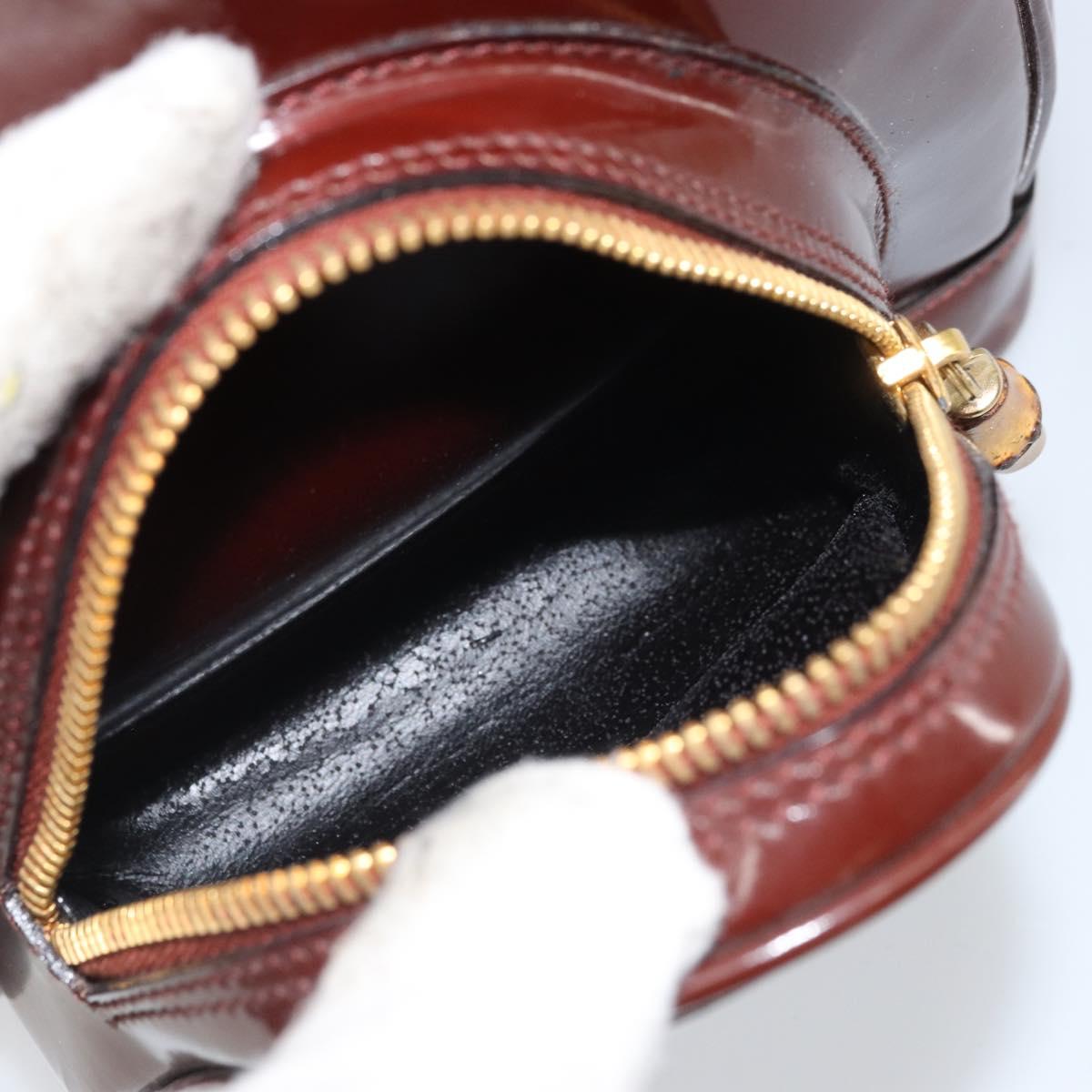 GUCCI Bamboo Backpack Patent leather Brown Gold 003 3444 0127 Auth 166740