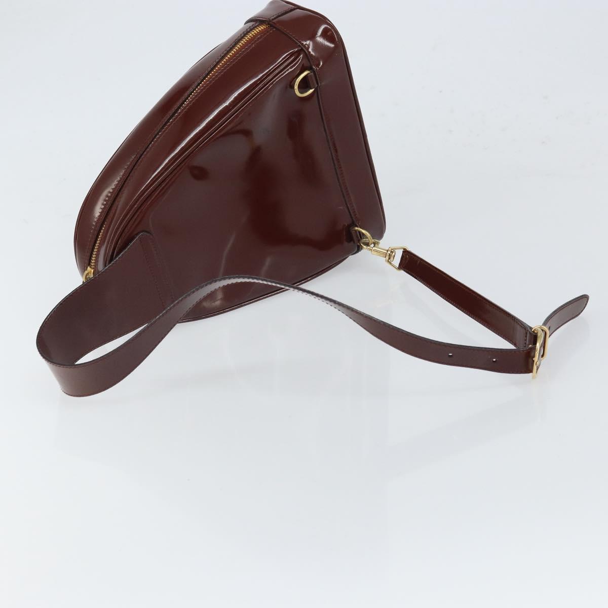 GUCCI Bamboo Backpack Patent leather Brown Gold 003 3444 0127 Auth 166740