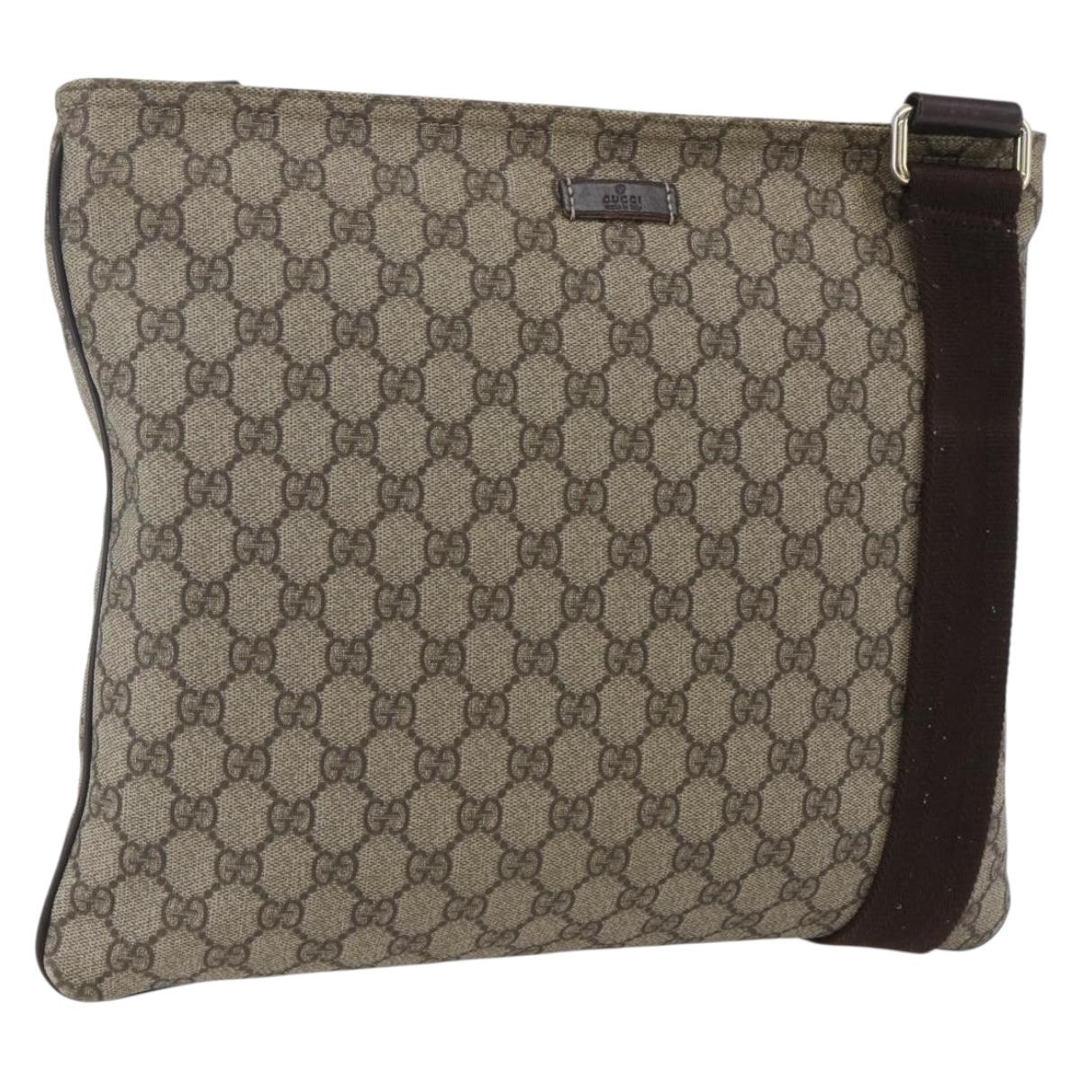 GUCCI GG Supreme Shoulder Bag PVC Beige Gold 201446 Auth 166741