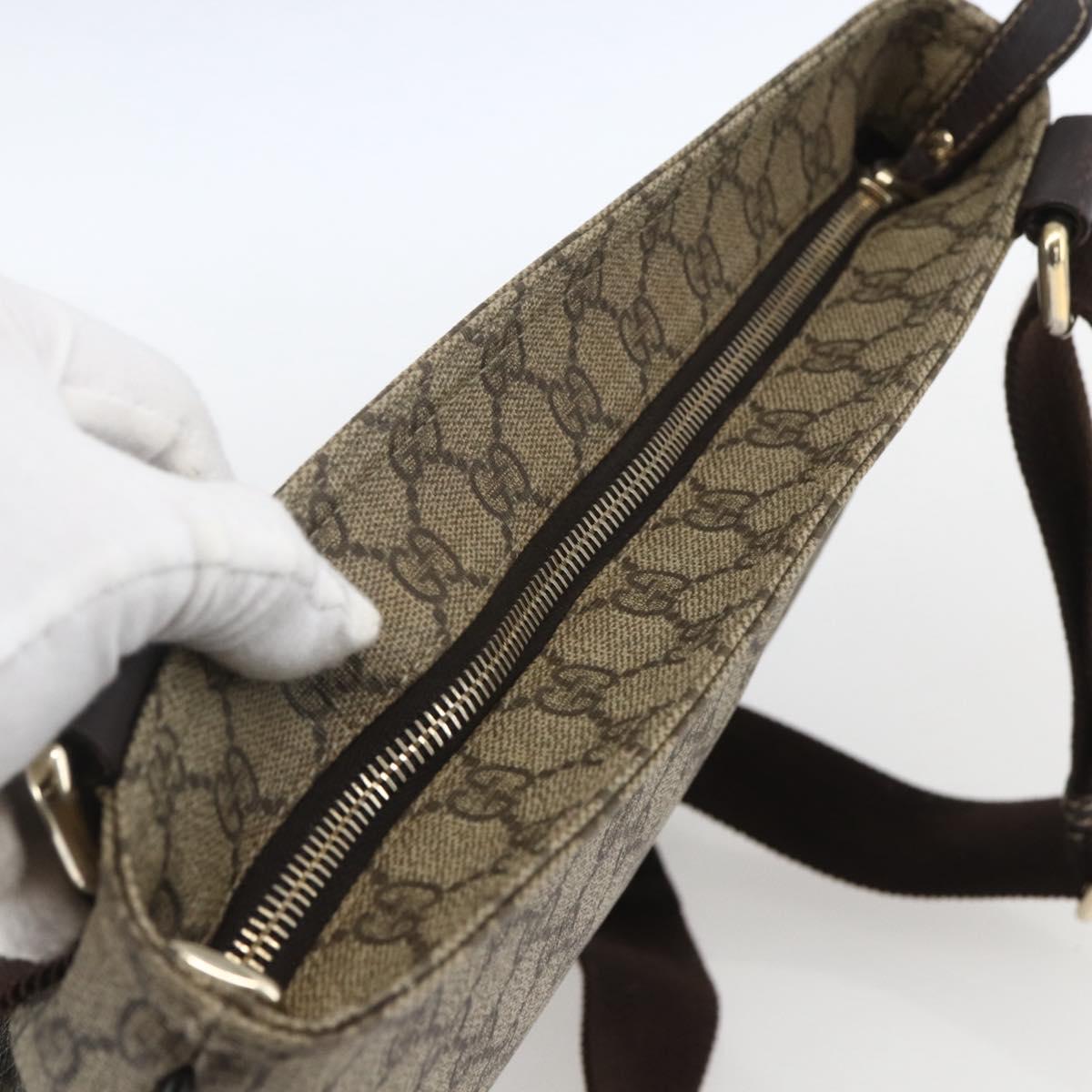 GUCCI GG Supreme Shoulder Bag PVC Beige Gold 201446 Auth 166741