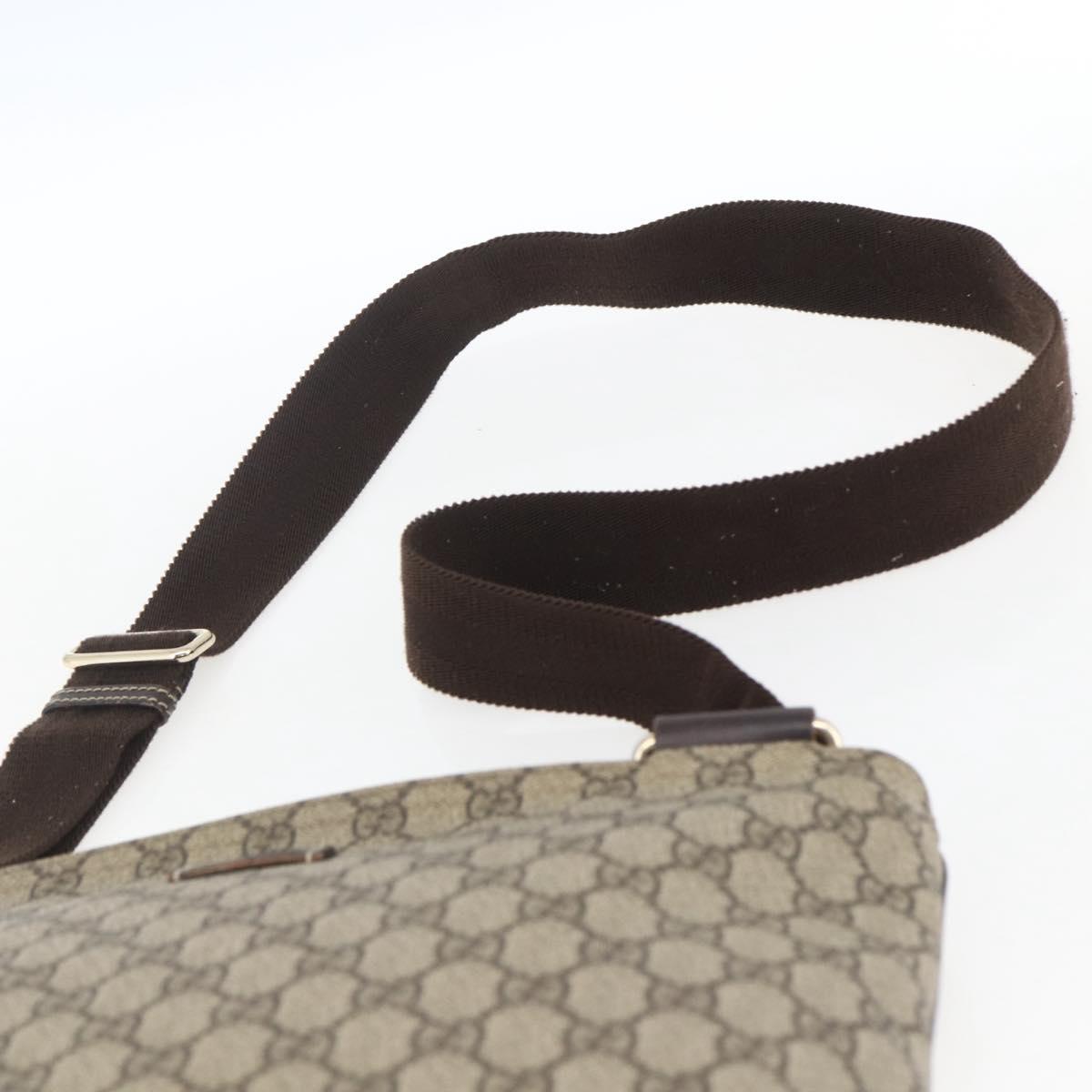 GUCCI GG Supreme Shoulder Bag PVC Beige Gold 201446 Auth 166741