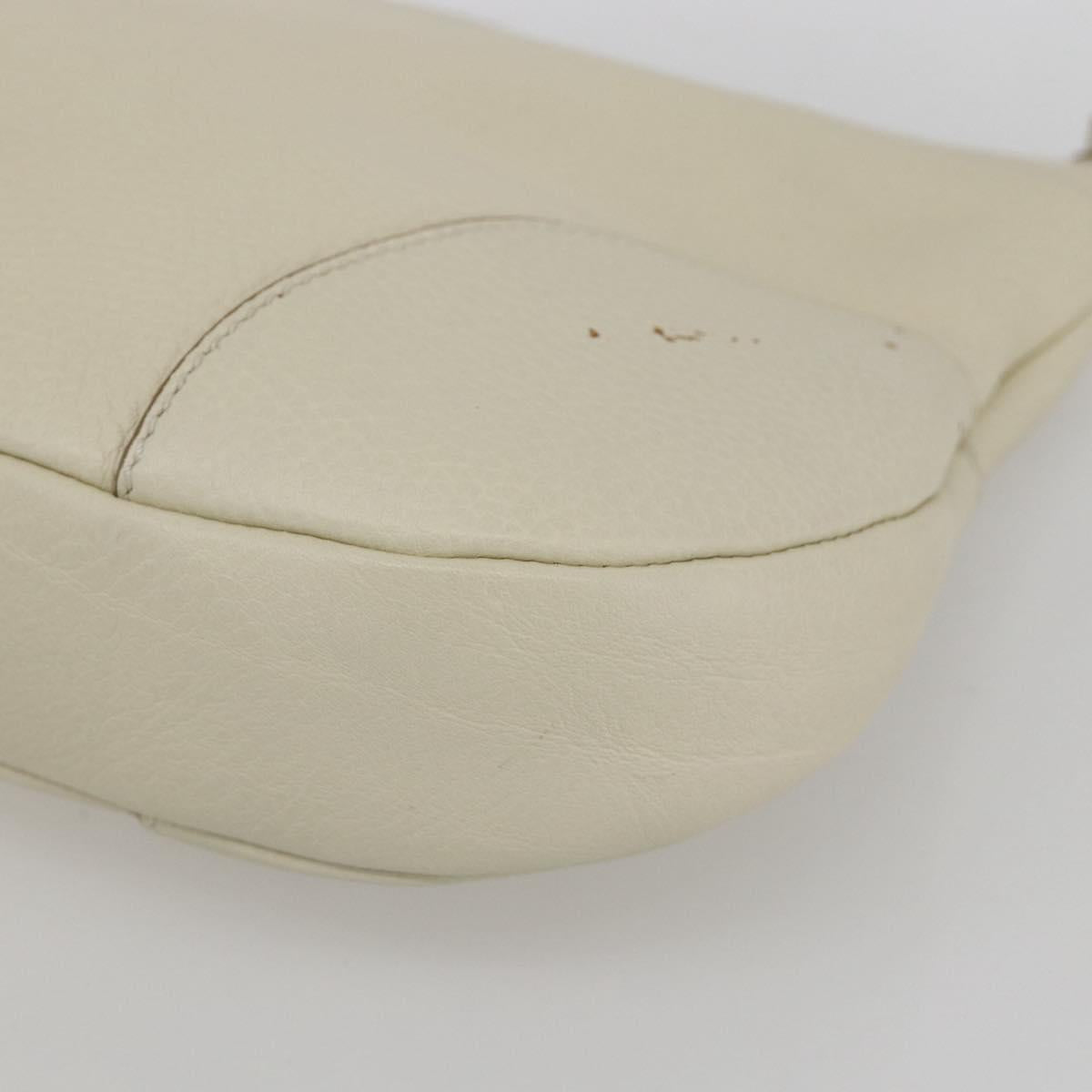 Salvatore Ferragamo Gancini Shoulder Bag Leather Silver White Auth 166742