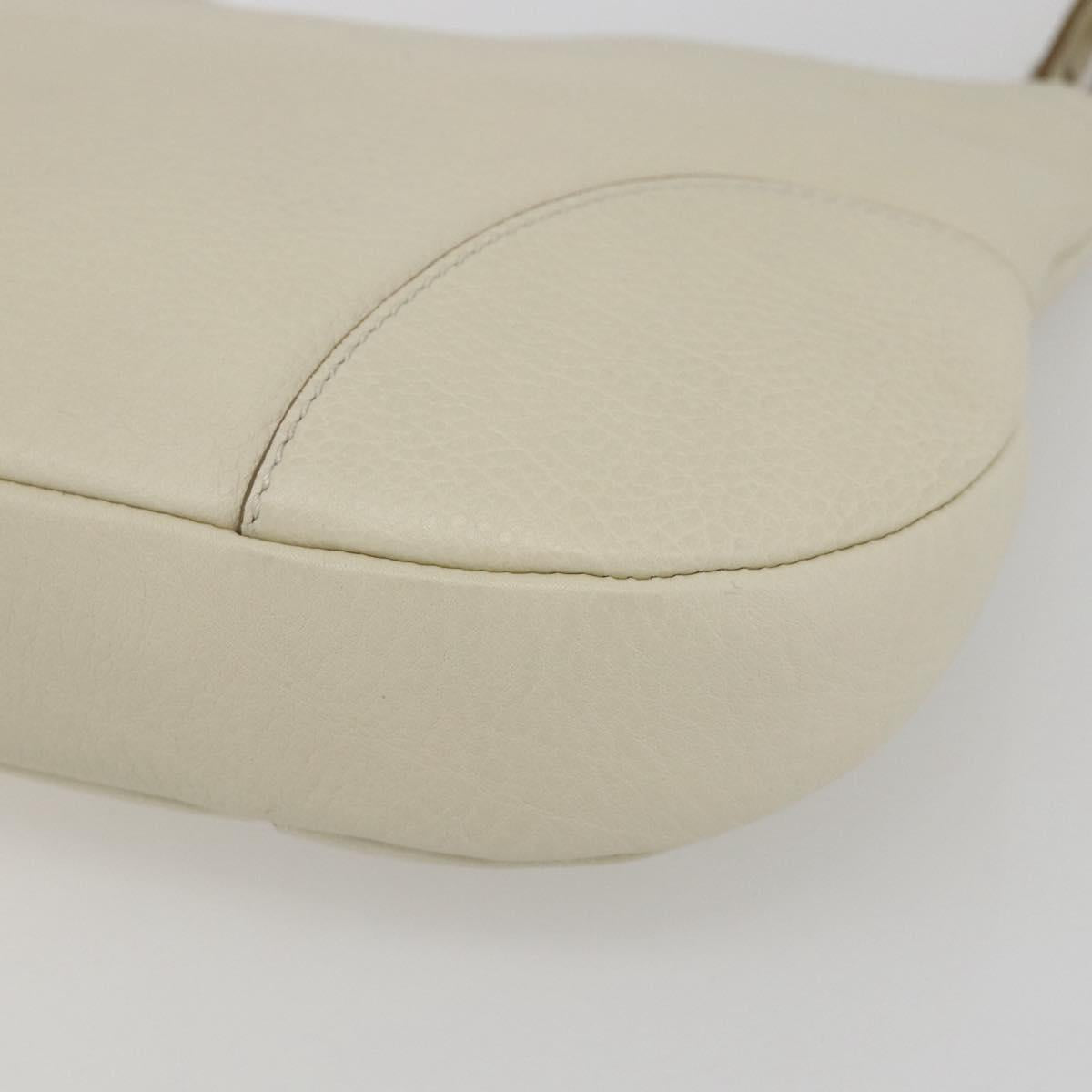 Salvatore Ferragamo Gancini Shoulder Bag Leather Silver White Auth 166742