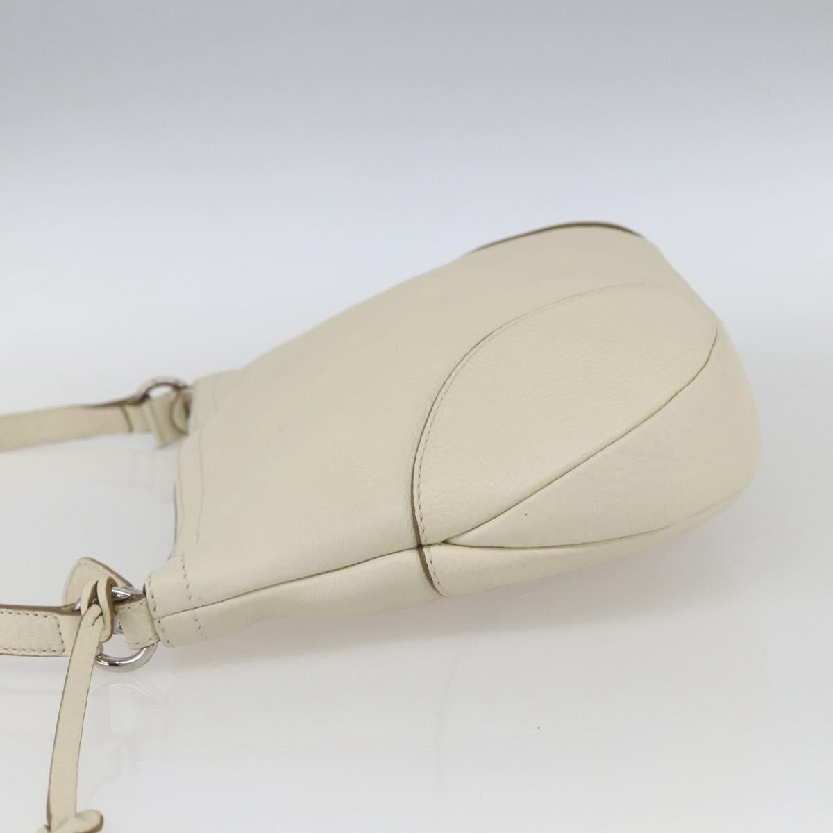 Salvatore Ferragamo Gancini Shoulder Bag Leather Silver White Auth 166742