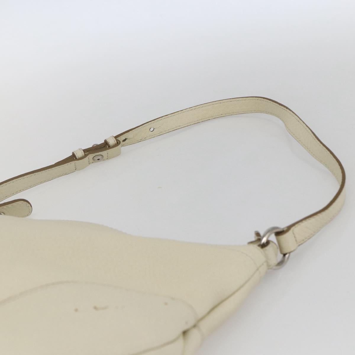 Salvatore Ferragamo Gancini Shoulder Bag Leather Silver White Auth 166742