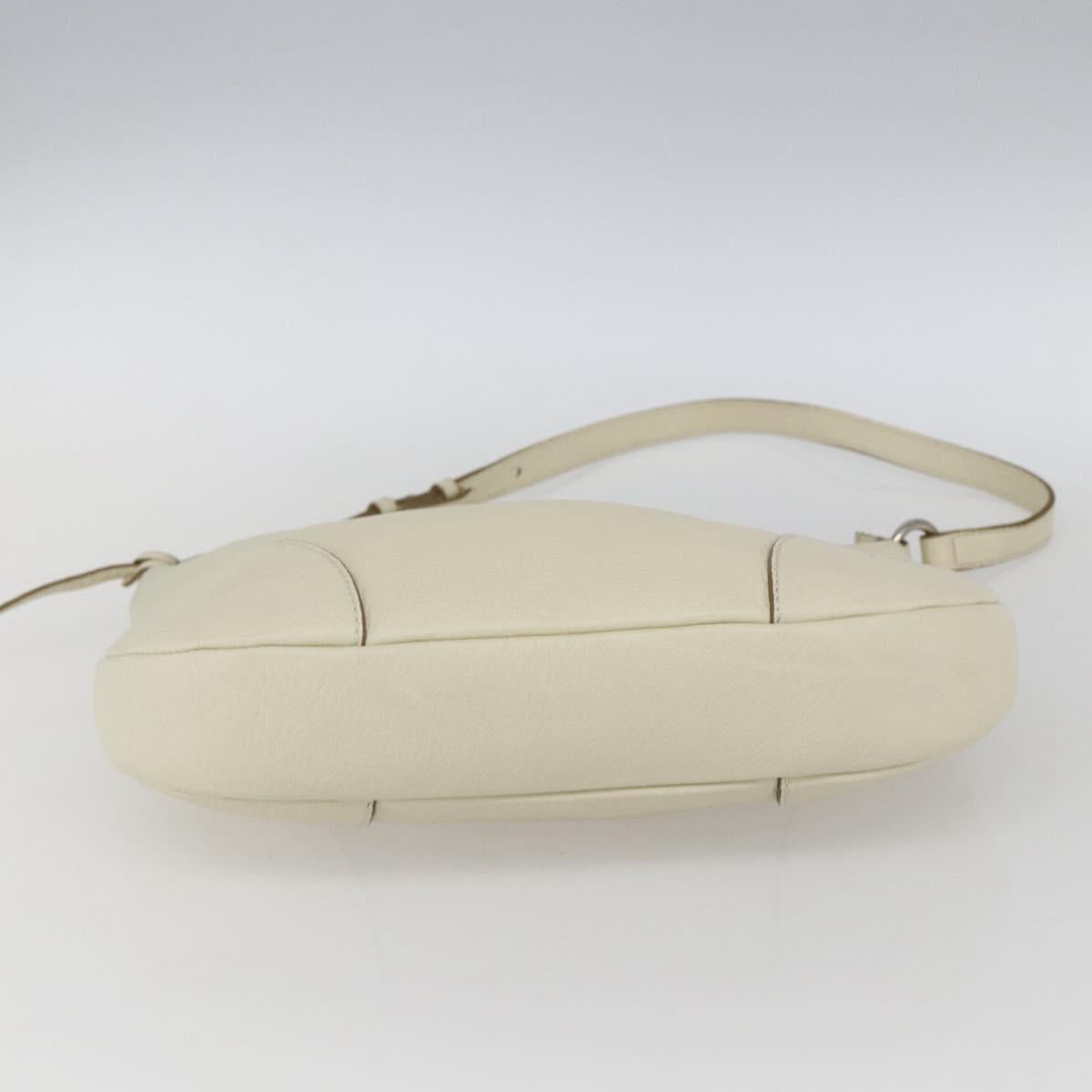 Salvatore Ferragamo Gancini Shoulder Bag Leather Silver White Auth 166742