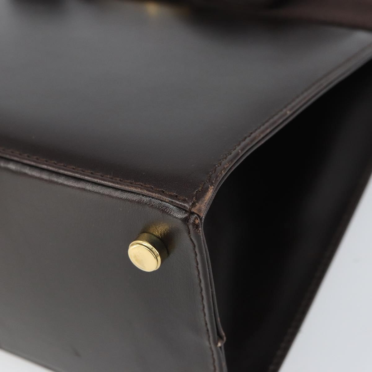 Salvatore Ferragamo Vala Hand Bag Leather Brown Gold Auth 166743