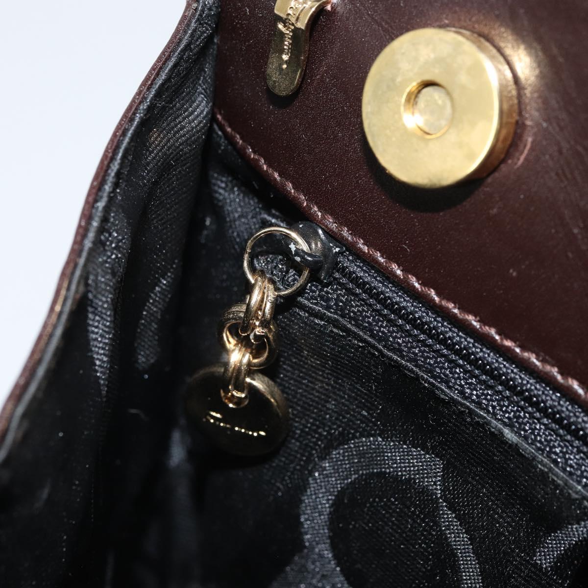 Salvatore Ferragamo Vala Hand Bag Leather Brown Gold Auth 166743
