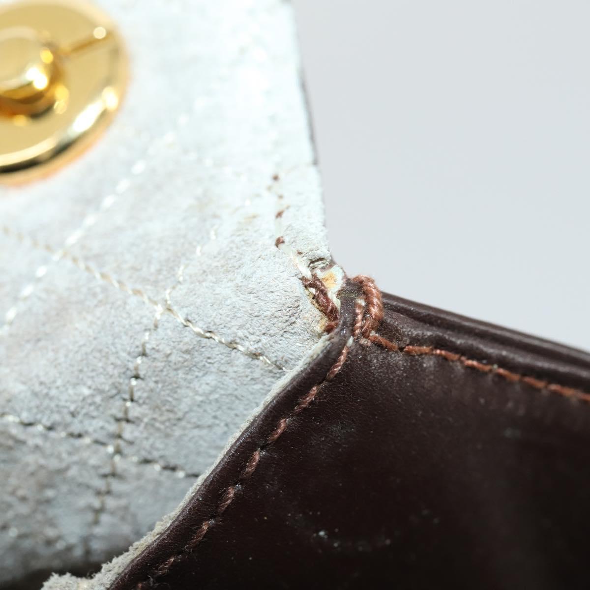 GUCCI Chain Shoulder Bag Leather Brown Gold Auth 166746