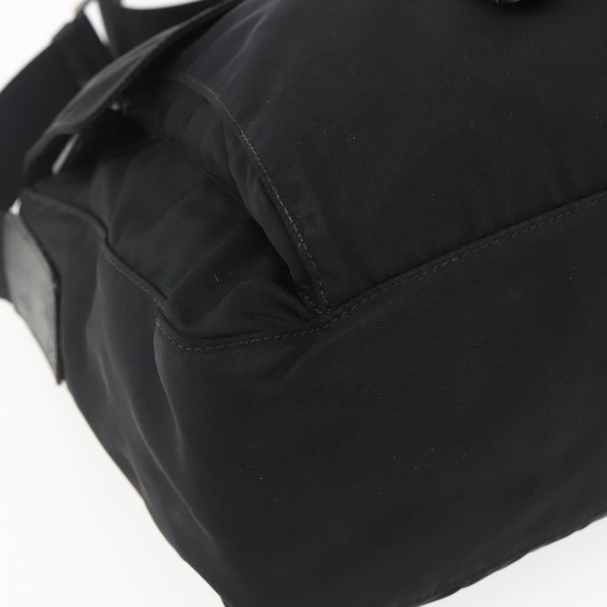 PRADA Shoulder Bag Nylon Black Silver Auth 166748