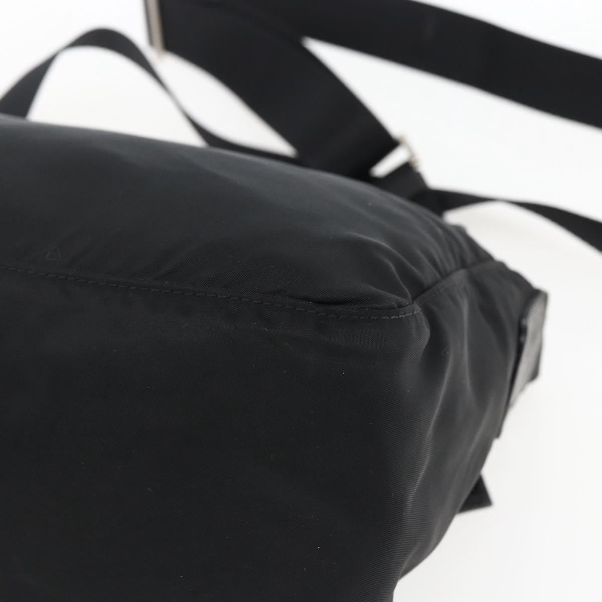 PRADA Shoulder Bag Nylon Black Silver Auth 166748