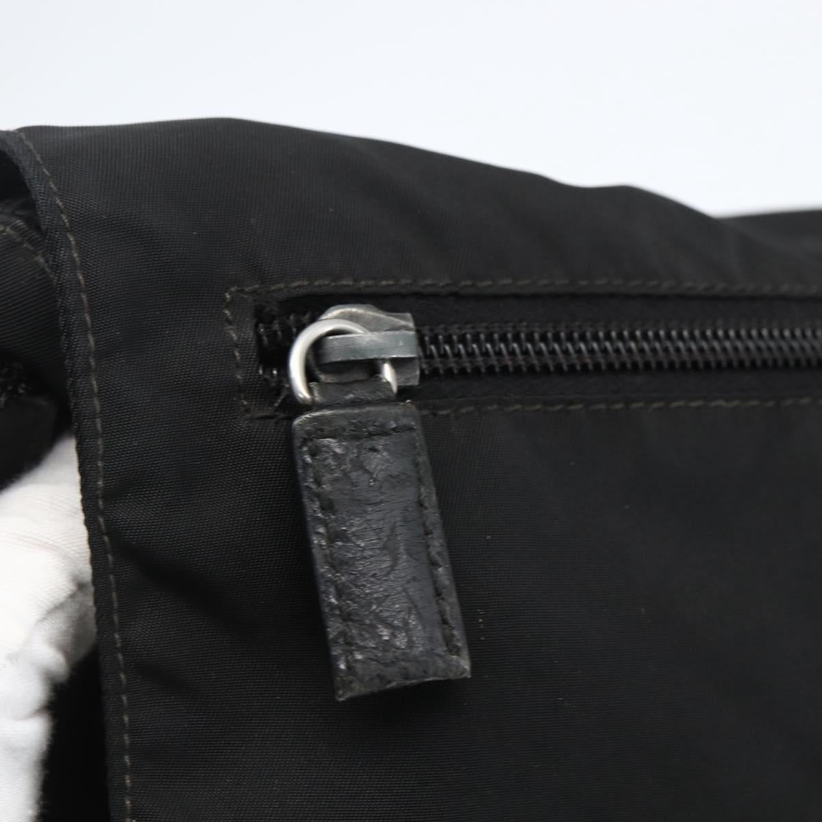 PRADA Shoulder Bag Nylon Black Silver Auth 166748