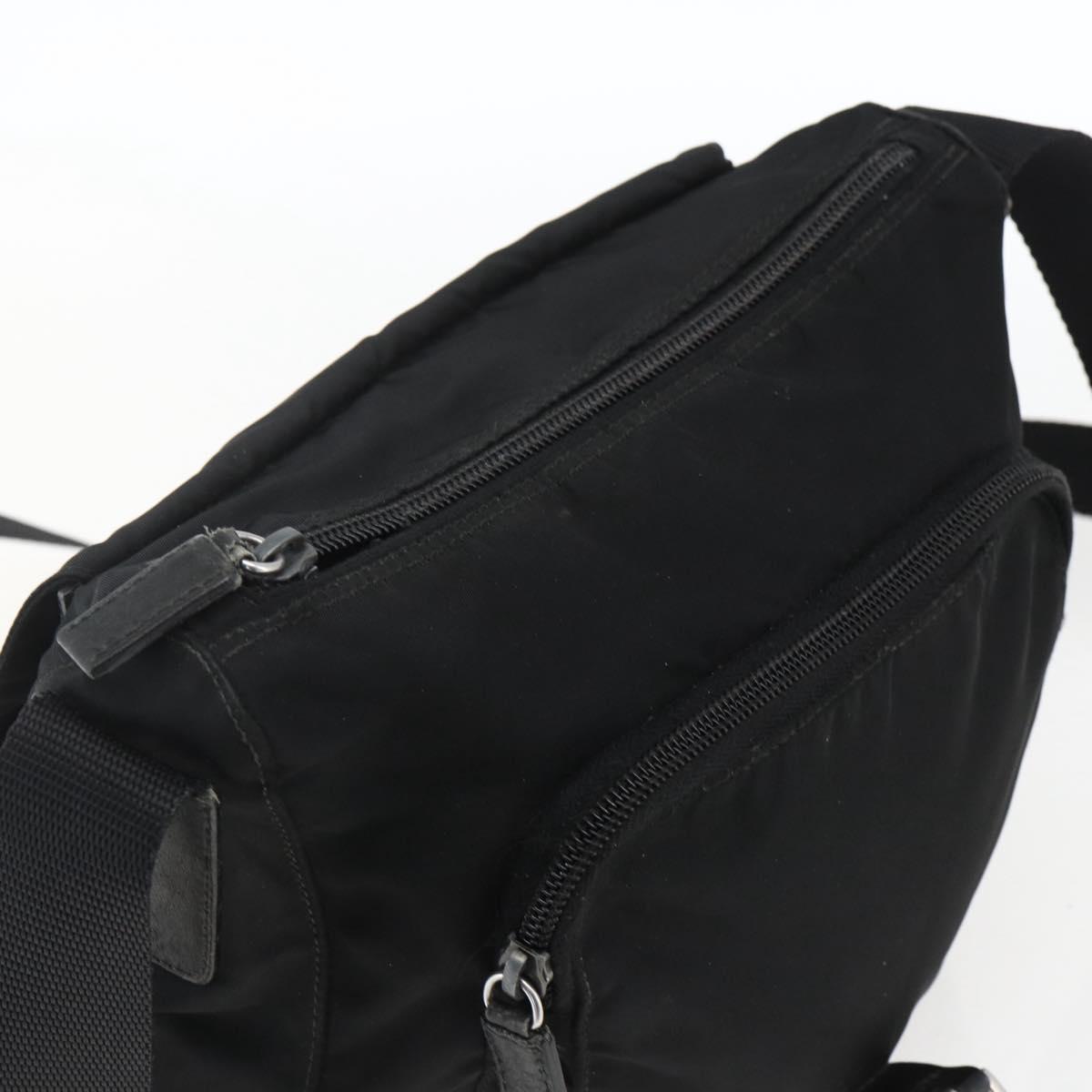PRADA Shoulder Bag Nylon Black Silver Auth 166748