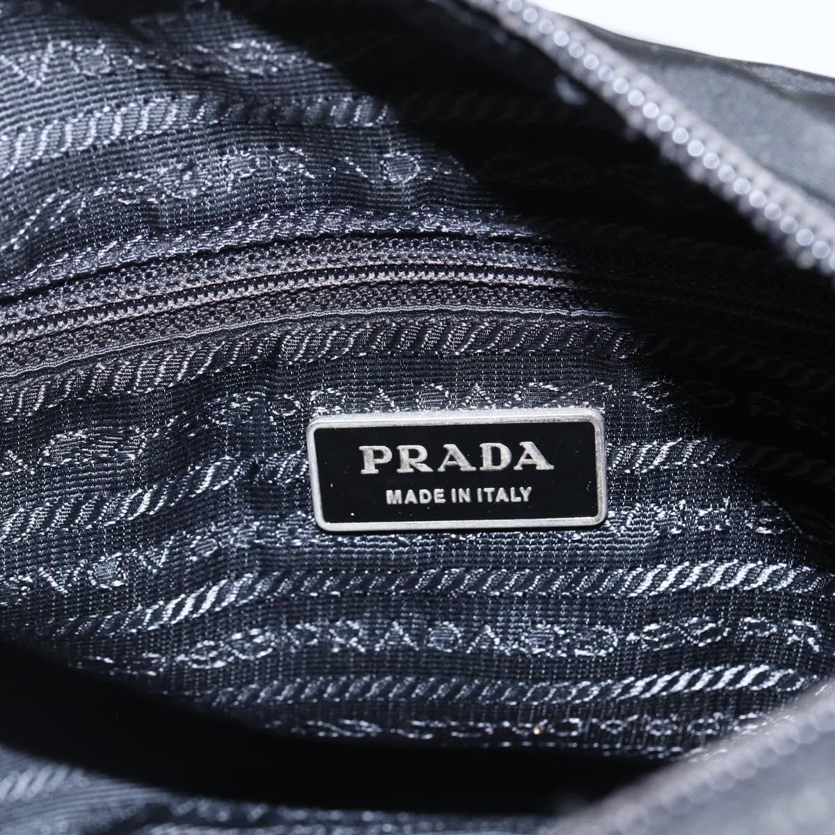 PRADA Shoulder Bag Nylon Black Silver Auth 166748