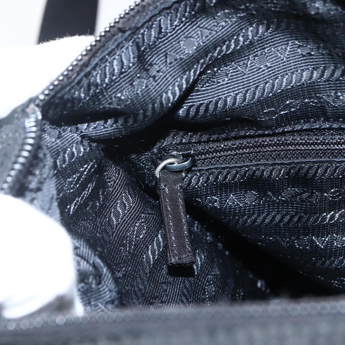 PRADA Shoulder Bag Nylon Black Silver Auth 166748