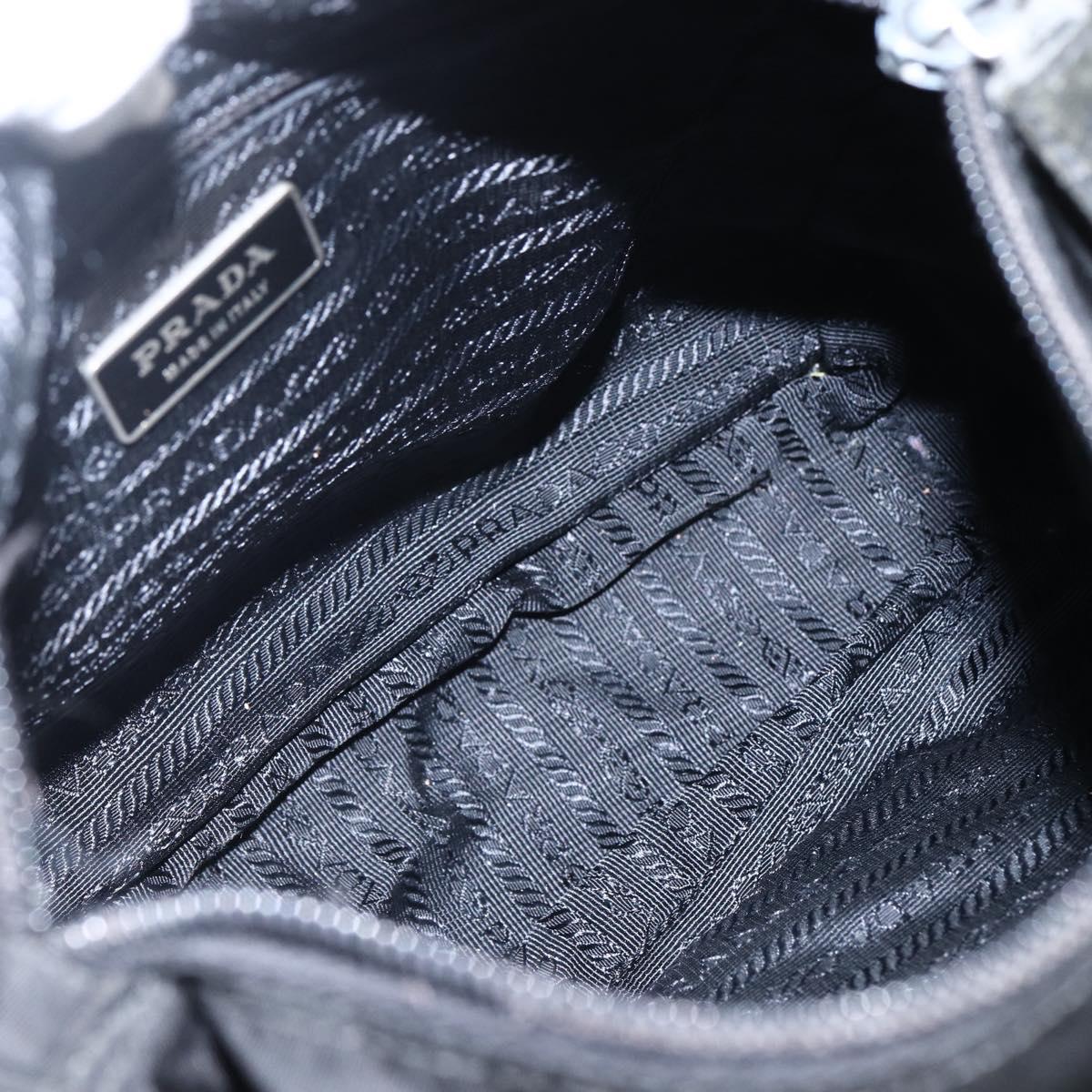 PRADA Shoulder Bag Nylon Black Silver Auth 166748