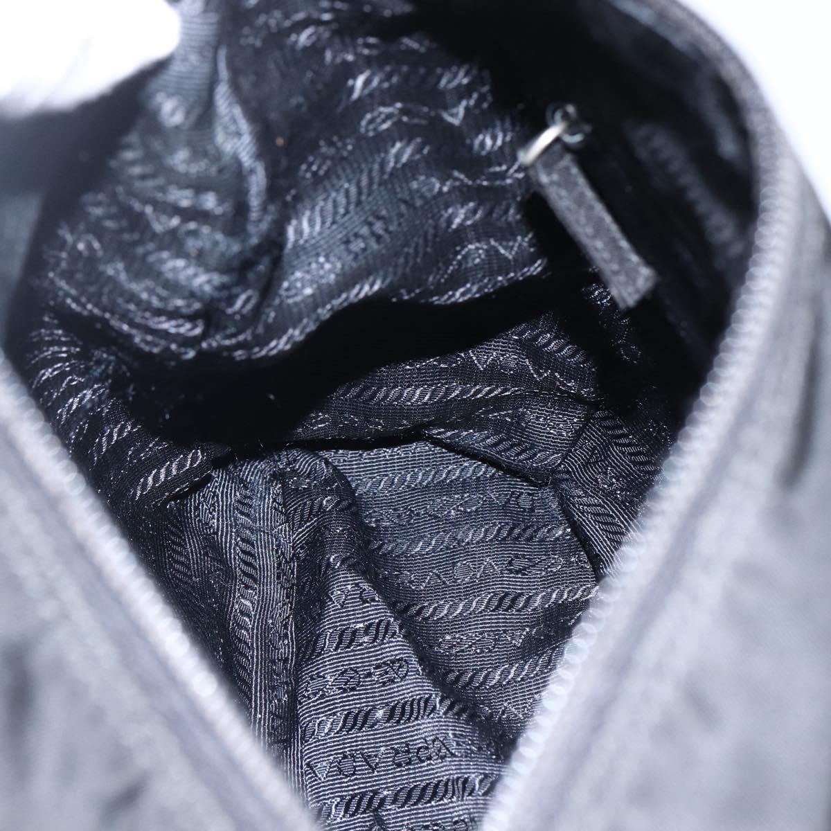 PRADA Shoulder Bag Nylon Black Silver Auth 166748