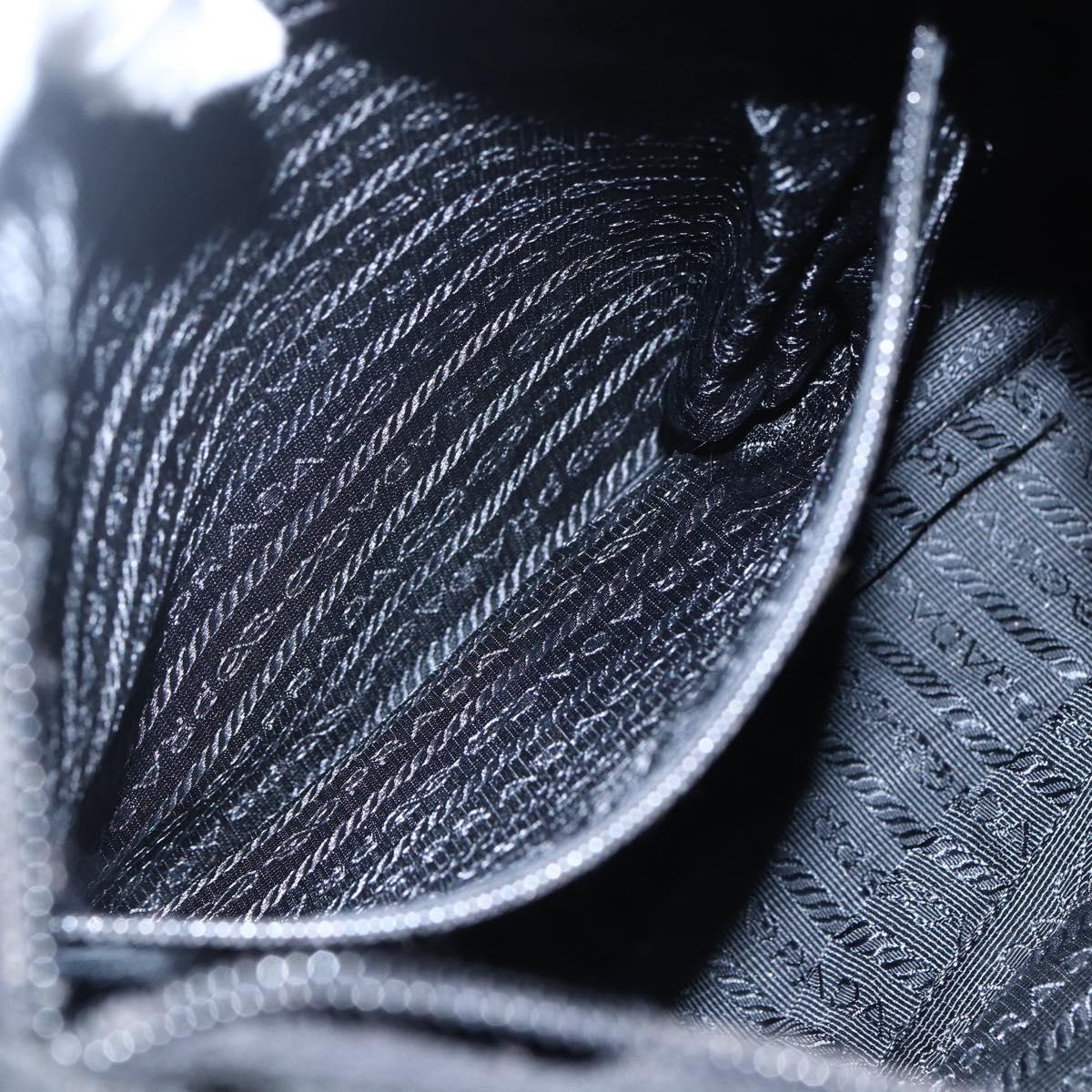 PRADA Shoulder Bag Nylon Black Silver Auth 166748