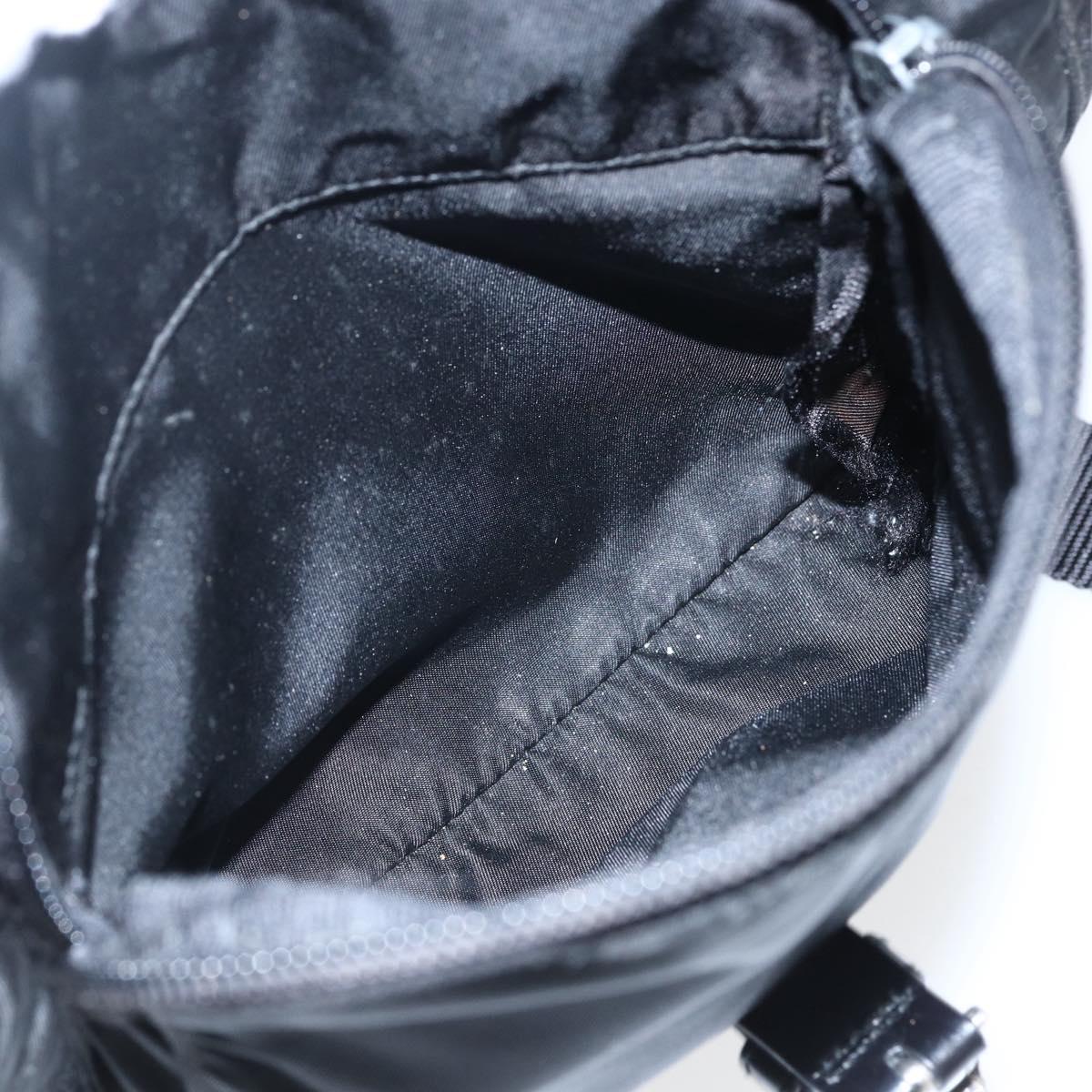 PRADA Shoulder Bag Nylon Black Silver Auth 166748