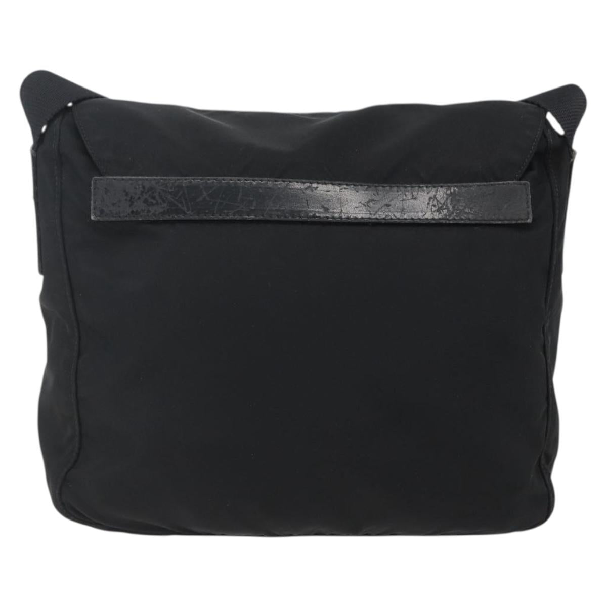 PRADA Shoulder Bag Nylon Black Silver Auth 166748