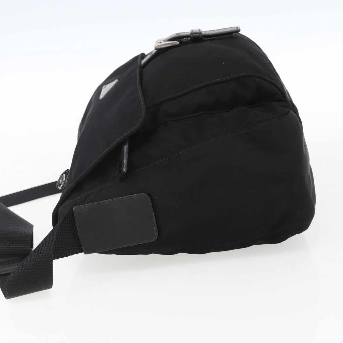 PRADA Shoulder Bag Nylon Black Silver Auth 166748