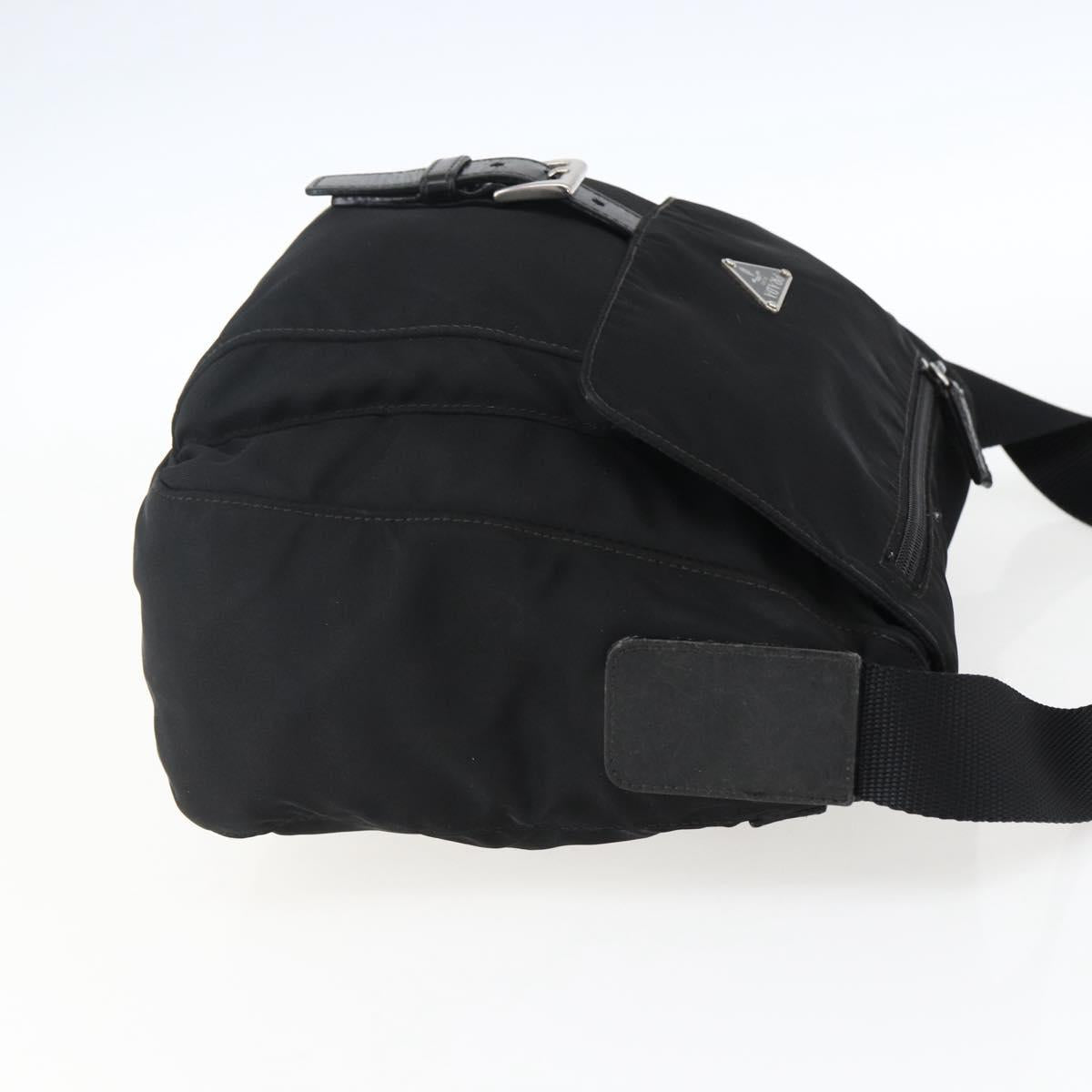 PRADA Shoulder Bag Nylon Black Silver Auth 166748